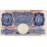 Peppiatt 1 Pound issued 1940, scarce REPLACEMENT note S04H 222184, blue WW2 emergency issue (B250,