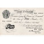 Peppiatt 5 Pounds dated 5th November 1945, serial K69 088648, London issue on thick paper (B255,