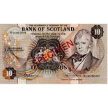 Scotland, Bank of Scotland 10 Pounds dated 2nd December 1977, SPECIMEN note signed Clydesmuir &