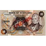 Scotland, Bank of Scotland 10 Pounds dated 5th February 1981, SPECIMEN note signed Clydesmuir &