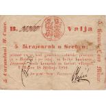 Croatia 5 Krajcarah u Srebru dated 1849, short lived Bakar local issue, uniface, serial B. 30360,