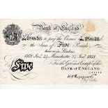 Peppiatt 5 Pounds dated 24th January 1938, a scarce MANCHESTER branch note, serial T/284 89638 (