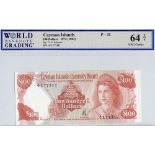 Cayman Islands 100 Dollars dated 1974 (issued 1982), portrait Queen Elizabeth II at right, serial