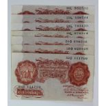 Peppiatt 10 Shillings (7) issued 1948, the rarer post war issue WITHOUT security thread, with prefix