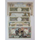 France (6), a collection of large notes comprising 5000 Francs dated 1945, 500 Francs dated 1940,