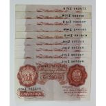 Beale 10 Shillings (9) issued 1950, including a consecutively numbered run of 3 notes with prefix