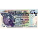 Northern Ireland 5 Pounds dated 28th August 1990, signed D.J. Harrison, a FIRST RUN LOW NUMBER