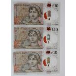 Cleland 10 Pounds (3) a set with different prefix numbers but the same serial number, BK12 551344,