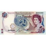 Isle of Man 5 Pounds not dated issued 2010, signed J.A. Cashen, VERY LOW serial H000060 (IMPM