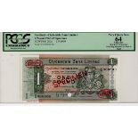 Scotland, Clydesdale Bank 1 Pound dated 1st September 1969, SPECIMEN note No.1, serial C/Q 000000,