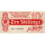 Bradbury 10 Shillings issued 1914, serial A/2 155155, a nice REPEATER number, No. with dash (T9,