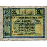 Scotland, North of Scotland & Town & County Bank 1 Pound dated 1st March 1918, OVERPRINTED 'now