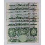 Catterns 1 Pound (8) issued 1930, a small bundle of 1 Pound notes (B225, Pick363b) mixed grades,
