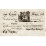 Craven Bank Burnley 10 Pounds dated 18xx (1880) unissued remainder for Self & other partners (