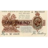 Bradbury 1 Pound issued 22nd January 1917, serial F/80 870122 (T16, Pick351) pressed good EF looks