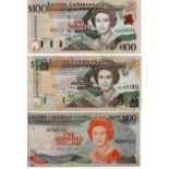 East Caribbean (3), Grenada 100 Dollars issued 1988 - 1993 (TBB B209g1, Pick25g) ink annotations and