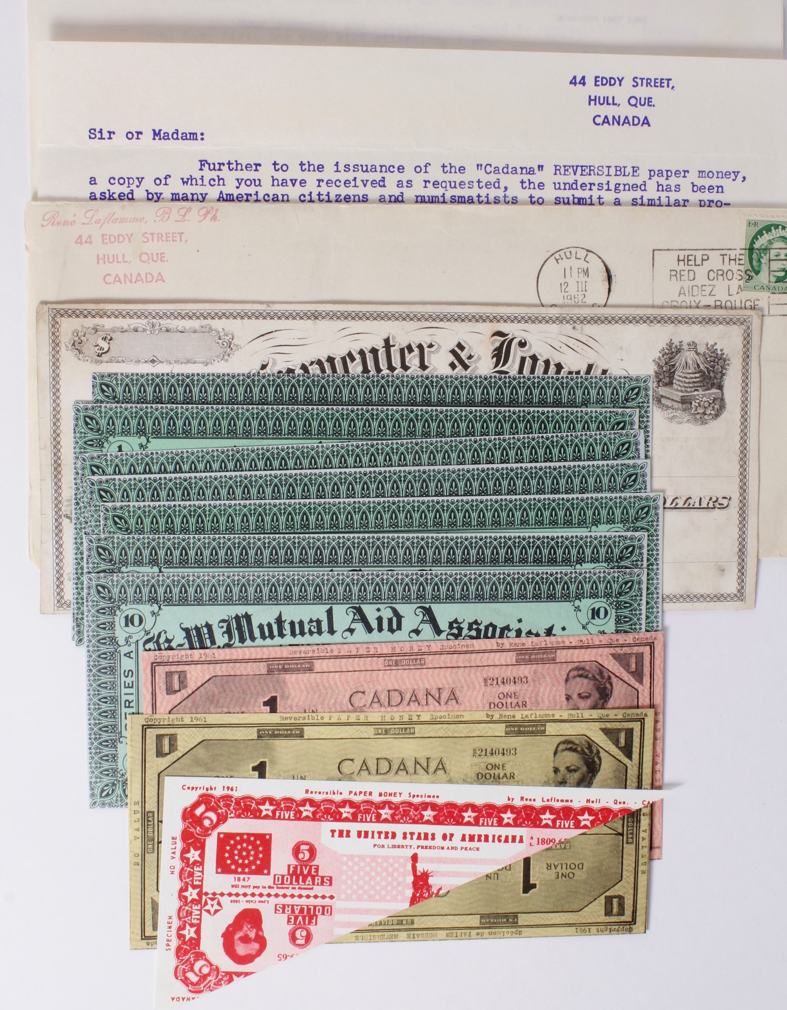 Canada & USA (12), numismatic items comprising K.W. Mutual Aid Association Time Certificates (8),