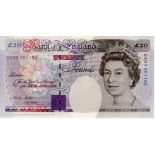 Lowther 20 Pounds issued 1st January 1999, scarce FIRST RUN note, serial DA01 001182 (B384,