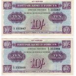 British Armed Forces 10 Shillings (2) issued 1962, 4th Series scarce without punched cancellation