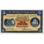 Scotland, Union Bank of Scotland 5 Pounds dated 3rd November 1952, signed Morrison, serial B 770/041