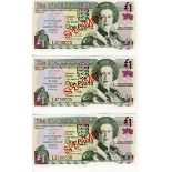 Jersey (3), 1 Pound dated 9th May 1995, SPECIMEN Commemorative notes anniversary of liberation of