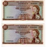 Jersey 10 Shillings (2) issued 1963 signed Padgham (TBB B107a, Pick7a) Uncirculated