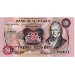 Scotland, Bank of Scotland 20 Pounds dated 12th January 1993, signed Pattullo & Burt, LAST PREFIX of