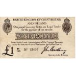 Bradbury 1 Pound issued 23rd October 1914, serial H1/88 23496 (T11.2, Pick349a) original about VF to