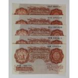 Peppiatt 10 Shillings (5) issued 1948 with security thread (B262, Pick368a) EF to good EF