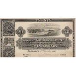 Scotland, Town & County Bank 20 Pounds PROOF dated 1st October 1887, small section of note trimmed