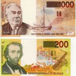 Belgium (2), 1000 Francs issued 1997 & 200 Francs issued 1995, last issues pre Euro (TBB B593 &