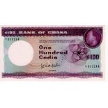 Ghana 100 Cedis issued 1965, serial A/1 311214 (TBB B109a, Pick9a) Uncirculated