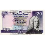 Scotland, Royal Bank of Scotland Plc 20 Pounds dated 24th January 1990, signed R.M. Maiden, serial