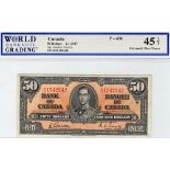 Canada 50 Dollars dated 2nd January 1937, portrait King George VI at centre, signed Gordon & Towers,