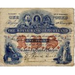 Scotland, Royal Bank of Scotland 1 Pound dated 20th February 1924, early date, signed David Speed