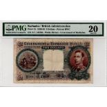 Barbados 2 Dollars dated 1st December 1939, portrait of King George VI at right, serial A/C