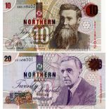 Northern Ireland, Northern Bank (2), 20 Pounds dated 8th October 1999 serial CC1938301 (PMI NR123,