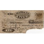 Margate Bank 5 Pounds dated 1834, No. D1807 for Cobb & Son, (Outing 1389b) bankers name altered at