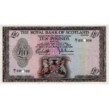 Scotland, Royal Bank of Scotland 10 Pounds dated 19th March 1969, scarce SPECIMEN note signed