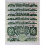 Beale 1 Pound (6) issued 1950, a collection of REPLACEMENT notes, prefixes S17S, S22S, S23S, S25S,