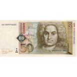 Germany Federal Republic 50 Deutsche Mark dated 2nd January 1996, last pre Euro issue, serial