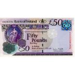 Northern Ireland, Bank of Ireland 50 Pounds dated 1st January 2013, signed Stephen Matchett, first