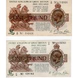 Warren Fisher (2), 1 Pound issued 30th September 1919, FIRST SERIES note serial number K/65