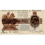 Warren Fisher 1 Pound issued 1919, serial N/60 983938 (T24, Pick357) original EF