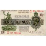 Warren Fisher 10 Shillings issued 1919, serial G/11 966440, No. with dot (T25, Pick356) pressed VF