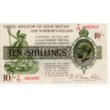 Warren Fisher 10 Shillings issued 1927, FIRST SERIES, serial T/56 802895, Great Britain & Northern