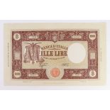 Italy 1000 Lire dated 22nd September 1943, signed Azzolini & Urbini, serial X20 060963 (TBB B428a,
