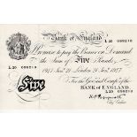 Peppiatt 5 Pounds dated 21st January 1947, serial L20 098210, London issue on thin paper (B264,