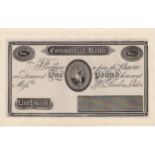 Commercial Bank 1 Pound uniface obverse PROOF glued to card along top edge, generally about