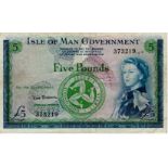 Isle of Man 5 Pounds not dated issued 1968, signed P.H.G. Stallard, serial No. 373219 (IMPM M506,